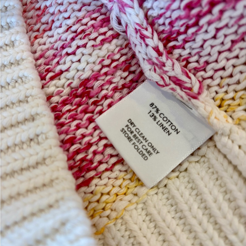 White + Warren Rainbow Crewneck Cotton Linen Sweater Small EUC - Picture 7 of 7